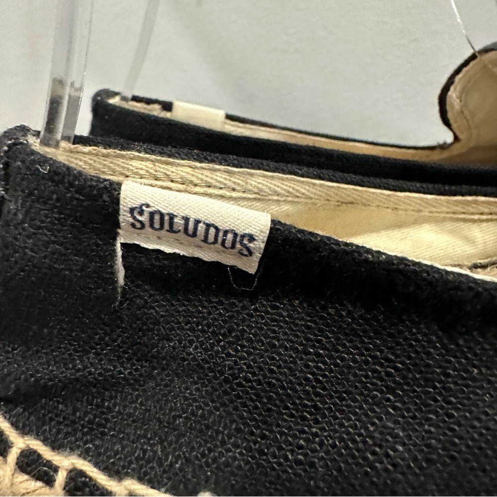 Soludos Jason Polan Gold Embroidered Wink Espadrille Black Size 8 - Picture 6 of 14